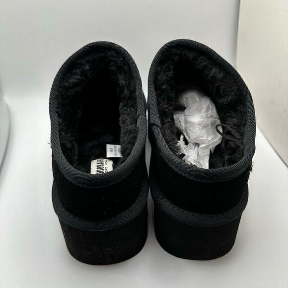 CUSHIONAIRE Women's Genuine Suede Cozy Mule Platform +Memory Foam 9 BLACK - Picture 4 of 7